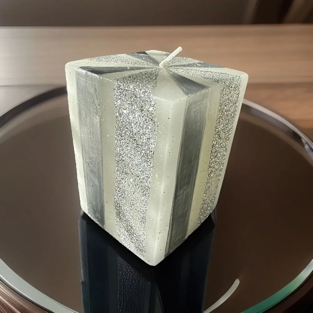 Modern decoration stripes glitter decorated  Candle